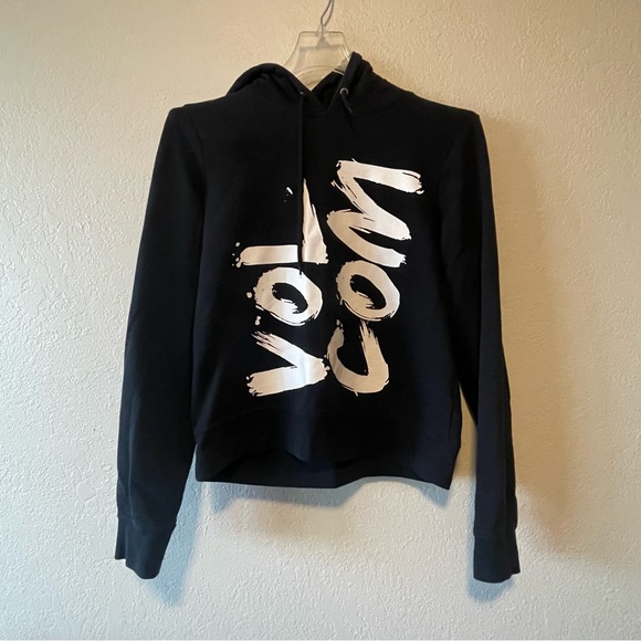 Volcom, Youth Boys Black White Logo Drawstring Hoodie Sweater, Size 14 - Picture 1 of 5